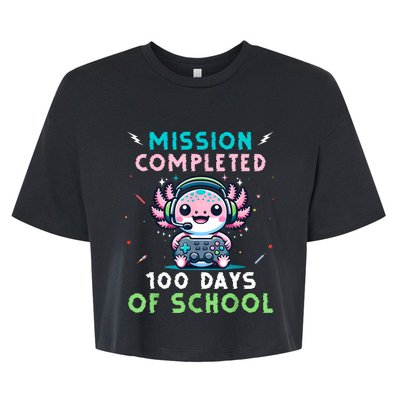 100 Days Of School 100th Day Of School Gamer Axolotl Bella+Canvas Jersey Crop Tee