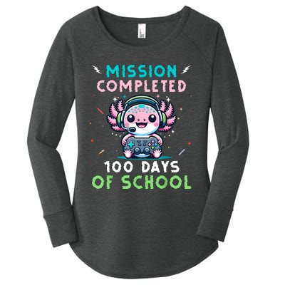 100 Days Of School 100th Day Of School Gamer Axolotl Women's Perfect Tri Tunic Long Sleeve Shirt