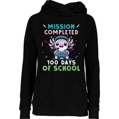 100 Days Of School 100th Day Of School Gamer Axolotl Womens Funnel Neck Pullover Hood