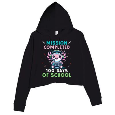 100 Days Of School 100th Day Of School Gamer Axolotl Crop Fleece Hoodie