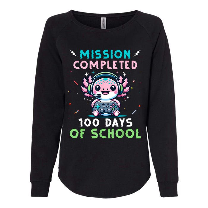 100 Days Of School 100th Day Of School Gamer Axolotl Womens California Wash Sweatshirt