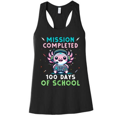 100 Days Of School 100th Day Of School Gamer Axolotl Women's Racerback Tank