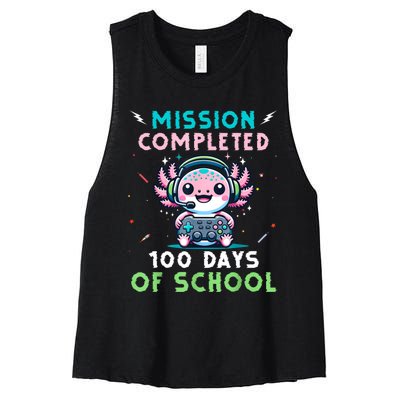 100 Days Of School 100th Day Of School Gamer Axolotl Women's Racerback Cropped Tank