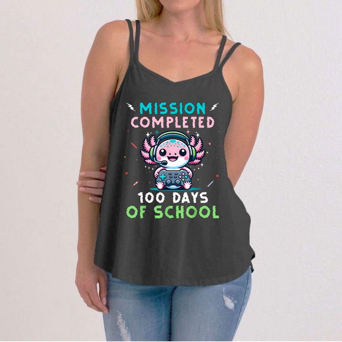 100 Days Of School 100th Day Of School Gamer Axolotl Women's Strappy Tank