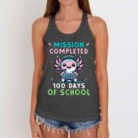 100 Days Of School 100th Day Of School Gamer Axolotl Women's Knotted Racerback Tank