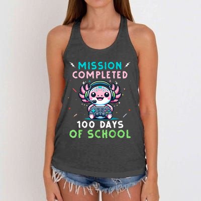 100 Days Of School 100th Day Of School Gamer Axolotl Women's Knotted Racerback Tank