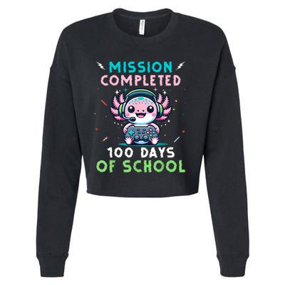 100 Days Of School 100th Day Of School Gamer Axolotl Cropped Pullover Crew