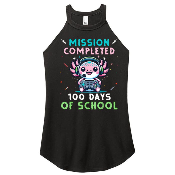 100 Days Of School 100th Day Of School Gamer Axolotl Women's Perfect Tri Rocker Tank