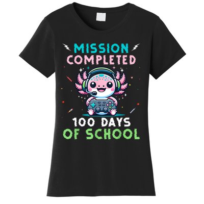 100 Days Of School 100th Day Of School Gamer Axolotl Women's T-Shirt