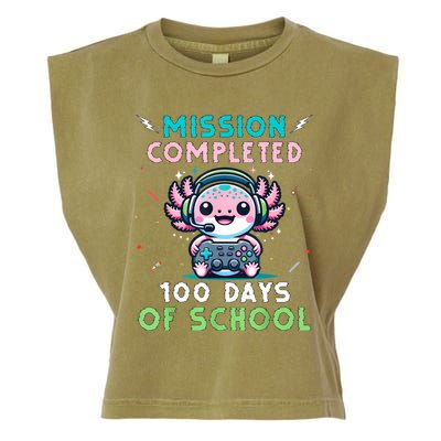 100 Days Of School 100th Day Of School Gamer Axolotl Garment-Dyed Women's Muscle Tee