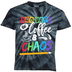 100 Days Of Coffee & Chaos 100th Day School Teacher Gift Kids Tie-Dye T-Shirt