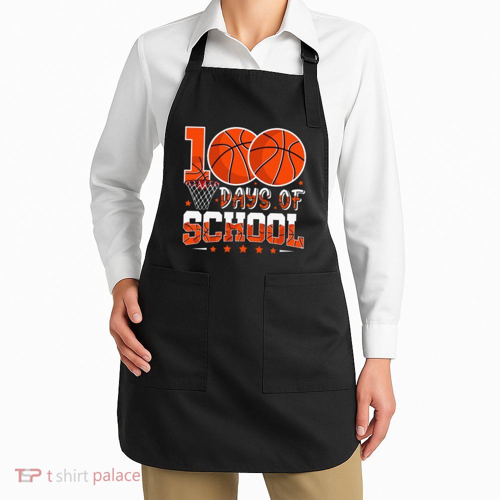 100 Days Of School Basketball Player 100th Day Balls Apron