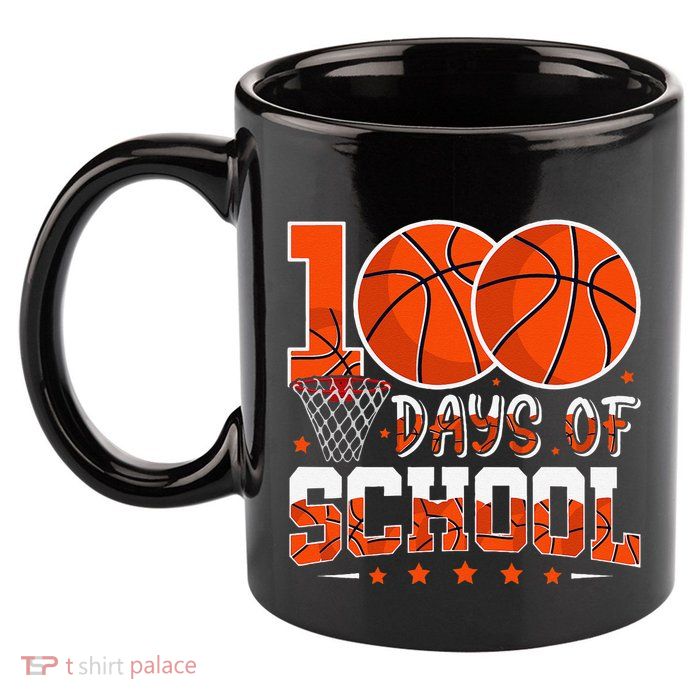 100 Days Of School Basketball Player 100th Day Balls 11oz C Handle Ceramic Mug