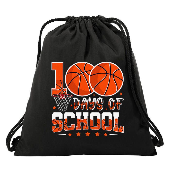 100 Days Of School Basketball Player 100th Day Balls Drawstring Bag