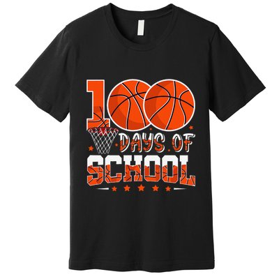 100 Days Of School Basketball Player 100th Day Balls Premium T-Shirt