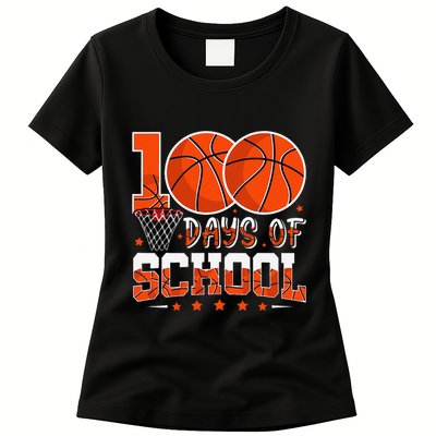 100 Days Of School Basketball Player 100th Day Balls Womens T-Shirt