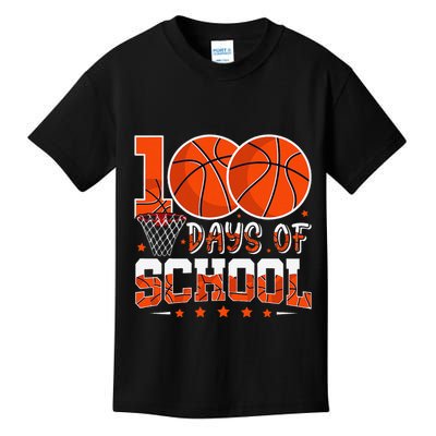 100 Days Of School Basketball Player 100th Day Balls Kids T-Shirt