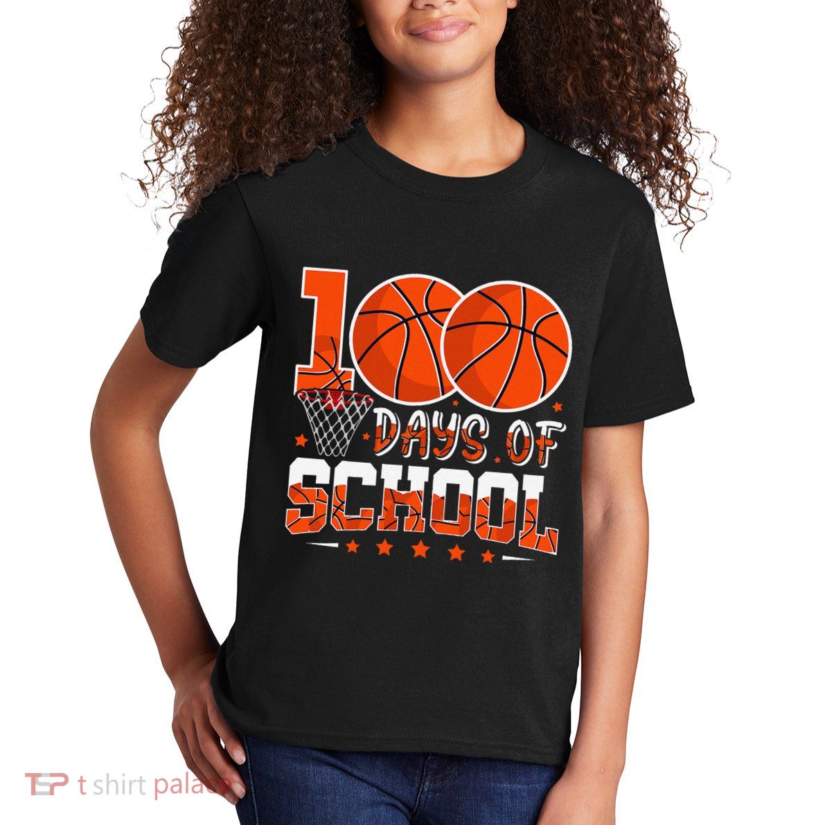 100 Days Of School Basketball Player 100th Day Balls Kids T-Shirt