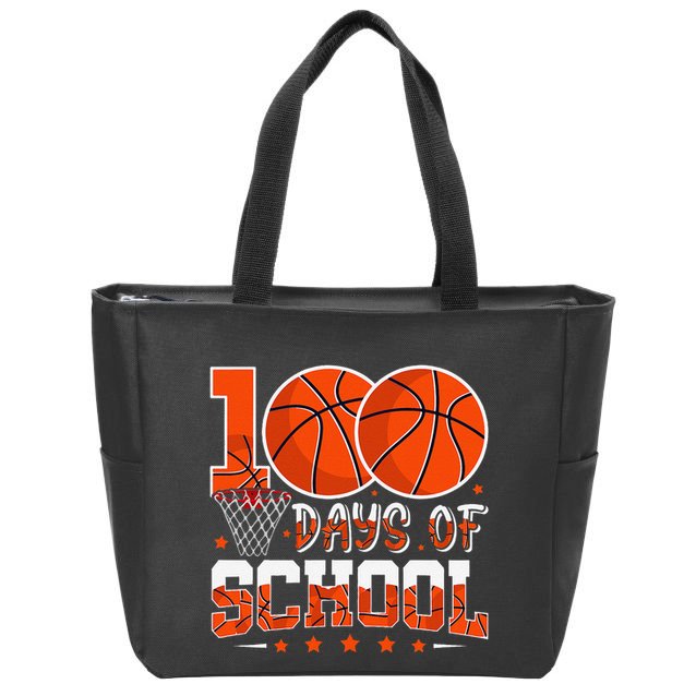 100 Days Of School Basketball Player 100th Day Balls Zip Tote Bag