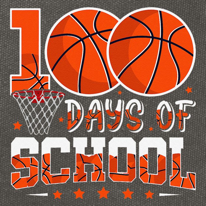 100 Days Of School Basketball Player 100th Day Balls Cotton Canvas Backpack