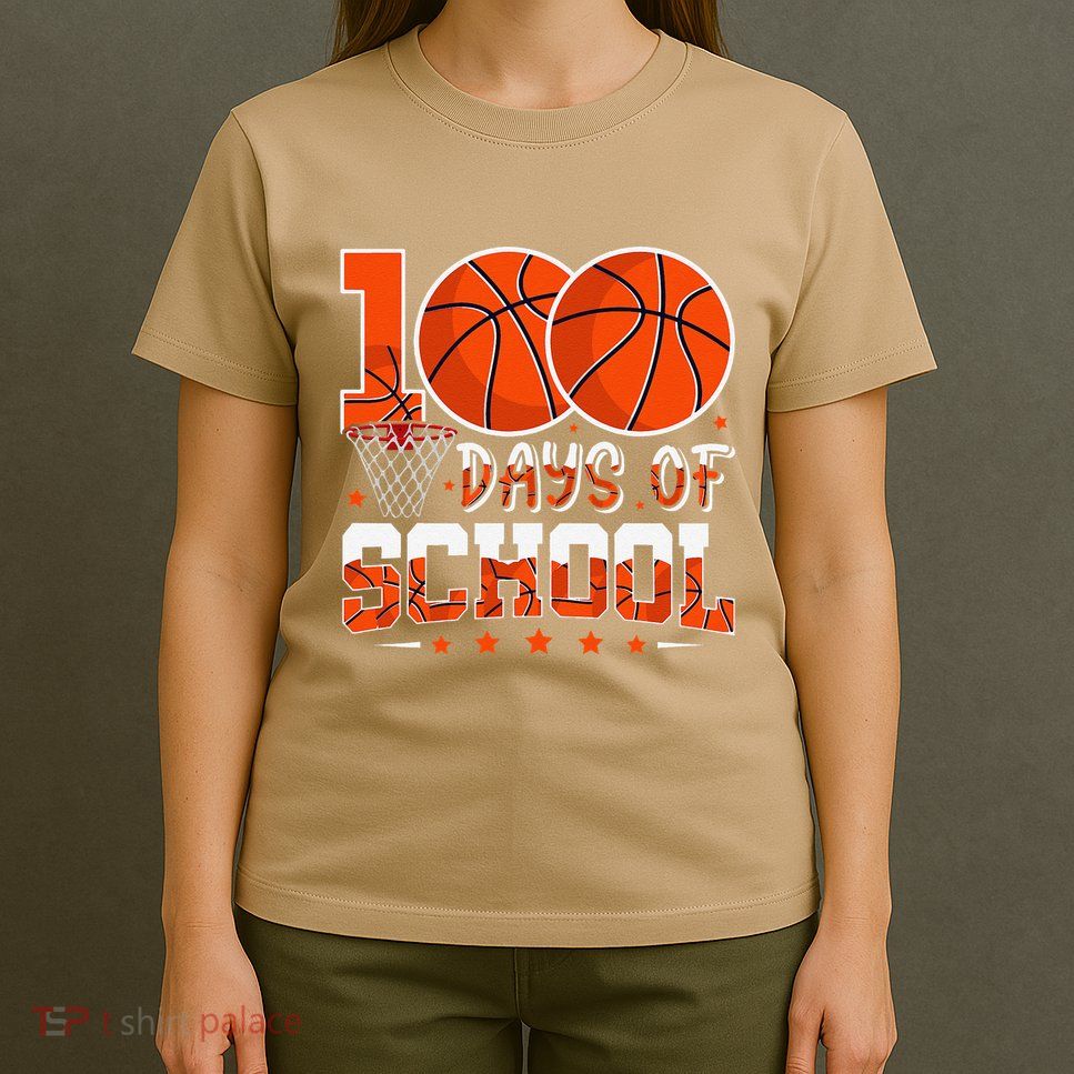 100 Days Of School Basketball Player 100th Day Balls T-Shirt