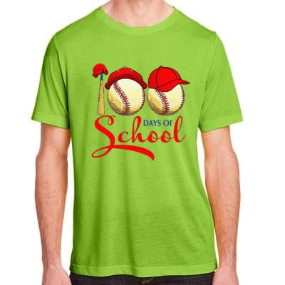 100 Days Of School Baseball Teacher 100th Day Of School Adult ChromaSoft Performance T-Shirt