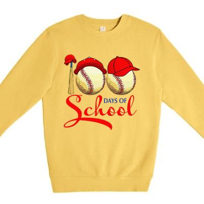 100 Days Of School Baseball Teacher 100th Day Of School Premium Crewneck Sweatshirt