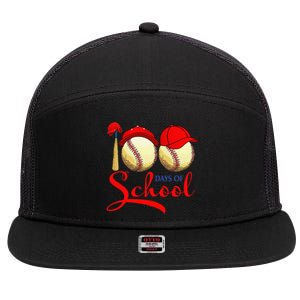 100 Days Of School Baseball Teacher 100th Day Of School 7 Panel Mesh Trucker Snapback Hat