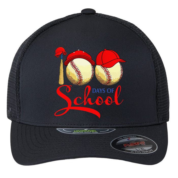 100 Days Of School Baseball Teacher 100th Day Of School Flexfit Unipanel Trucker Cap