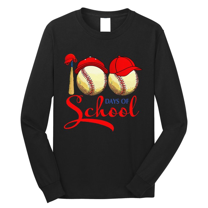 100 Days Of School Baseball Teacher 100th Day Of School Long Sleeve Shirt