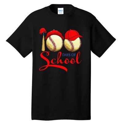 100 Days Of School Baseball Teacher 100th Day Of School Tall T-Shirt