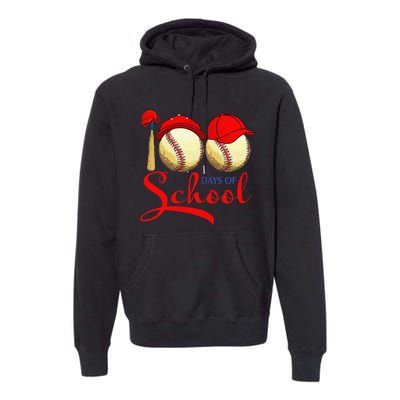 100 Days Of School Baseball Teacher 100th Day Of School Premium Hoodie