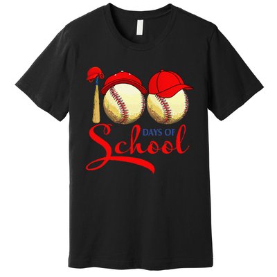 100 Days Of School Baseball Teacher 100th Day Of School Premium T-Shirt