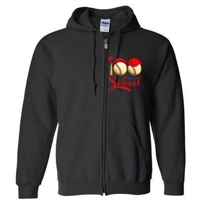 100 Days Of School Baseball Teacher 100th Day Of School Full Zip Hoodie