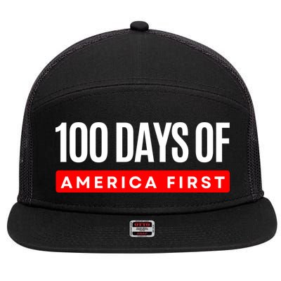 100 Days Of America First Funny Trump 7 Panel Mesh Trucker Snapback Hat