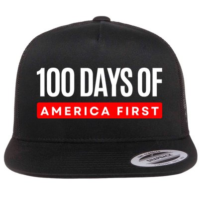 100 Days Of America First Funny Trump Flat Bill Trucker Hat