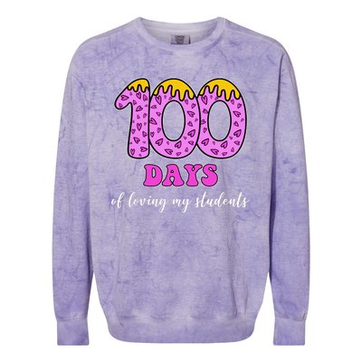 100 Days Of Loving My Students Teacher Celebration Colorblast Crewneck Sweatshirt