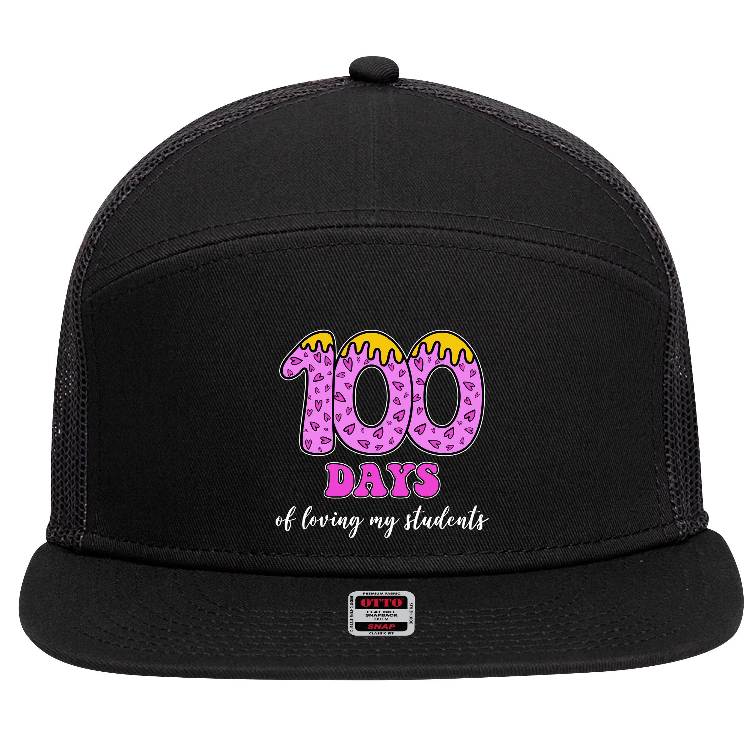 100 Days Of Loving My Students Teacher Celebration 7 Panel Mesh Trucker Snapback Hat