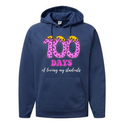 100 Days Of Loving My Students Teacher Celebration Performance Fleece Hoodie