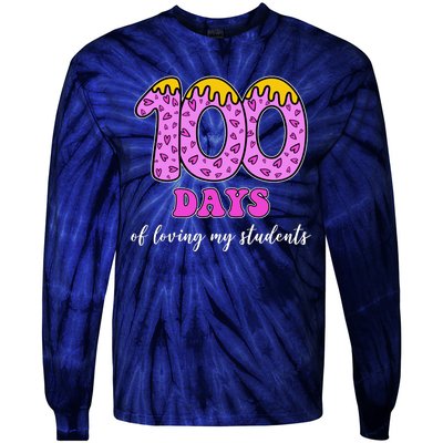 100 Days Of Loving My Students Teacher Celebration Tie-Dye Long Sleeve Shirt