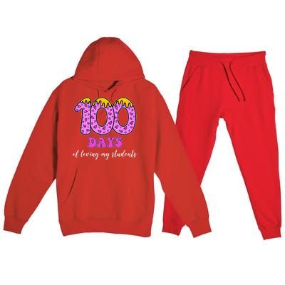 100 Days Of Loving My Students Teacher Celebration Premium Hooded Sweatsuit Set