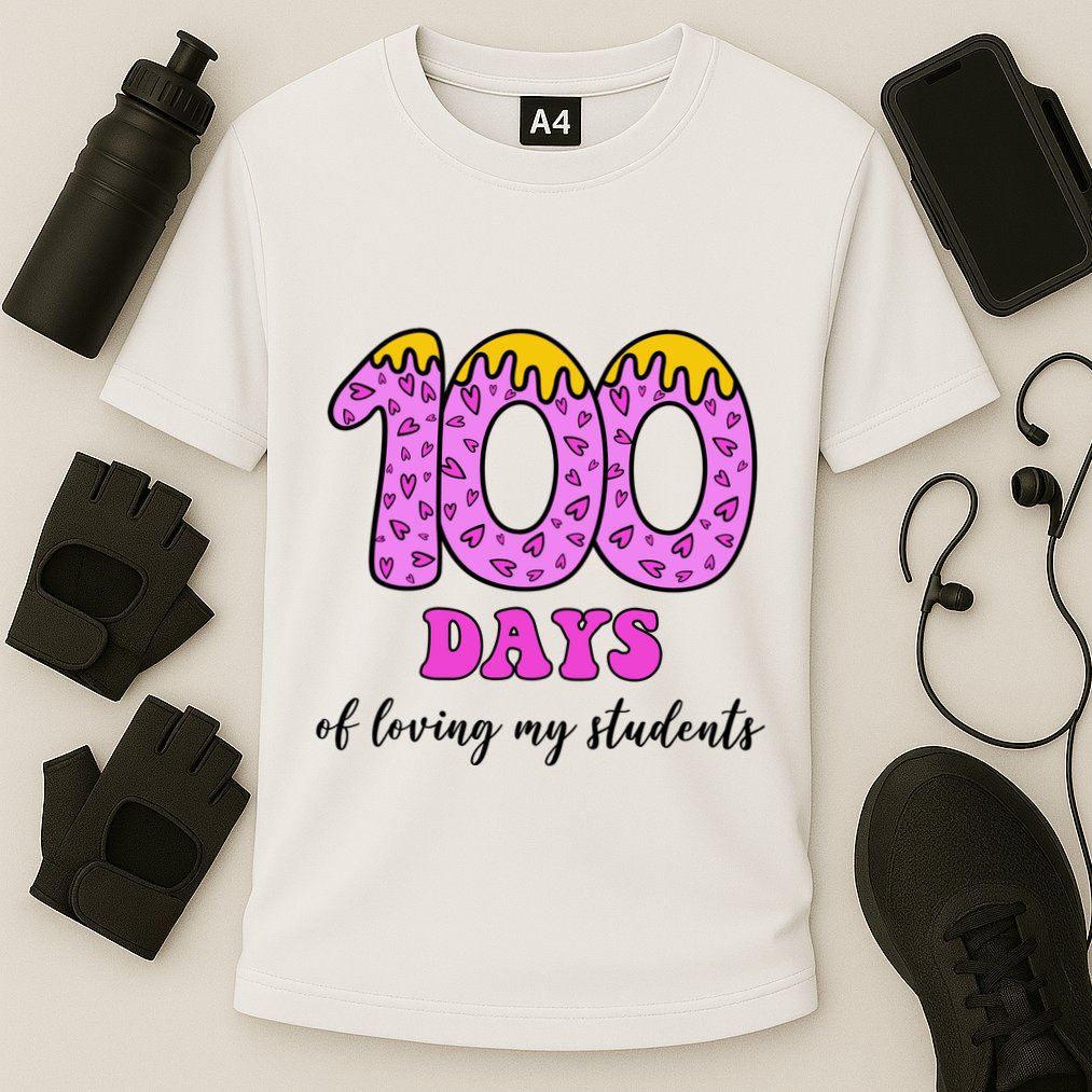 100 Days Of Loving My Students Teacher Celebration Cooling Performance Crew T-Shirt