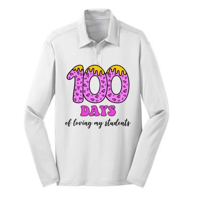 100 Days Of Loving My Students Teacher Celebration Silk Touch Performance Long Sleeve Polo