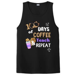 100 Days Of Coffee Teach And Repeat Teacher 100 Days Of School Cool Gift PosiCharge Competitor Tank