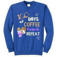 100 Days Of Coffee Teach And Repeat Teacher 100 Days Of School Cool Gift Sweatshirt