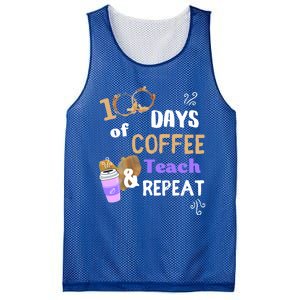 100 Days Of Coffee Teach And Repeat Teacher 100 Days Of School Cool Gift Mesh Reversible Basketball Jersey Tank