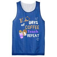 100 Days Of Coffee Teach And Repeat Teacher 100 Days Of School Cool Gift Mesh Reversible Basketball Jersey Tank