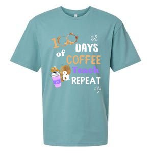 100 Days Of Coffee Teach And Repeat Teacher 100 Days Of School Cool Gift Sueded Cloud Jersey T-Shirt