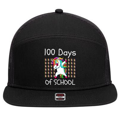 100th Day Of School Dabbing Unicorn Teacher, 100 Days 7 Panel Mesh Trucker Snapback Hat