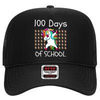 100th Day Of School Dabbing Unicorn Teacher, 100 Days High Crown Mesh Back Trucker Hat